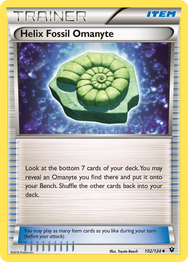 102/124 Helix Fossil Omanyte Uncommon Fates Collide