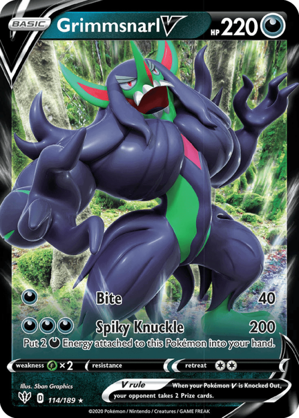 114/189 Grimmsnarl V Rare Holo V Darkness Ablaze