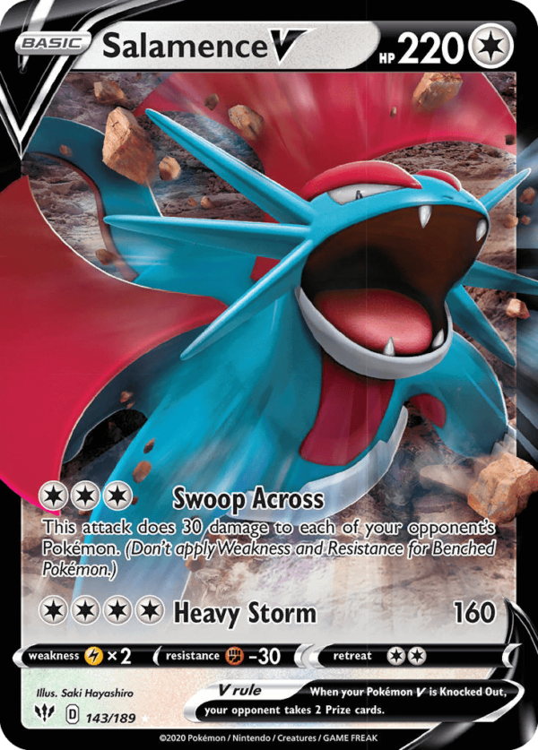 143/189 Salamence V Rare Holo V Darkness Ablaze