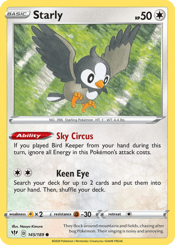 145/189 Starly Common Darkness Ablaze