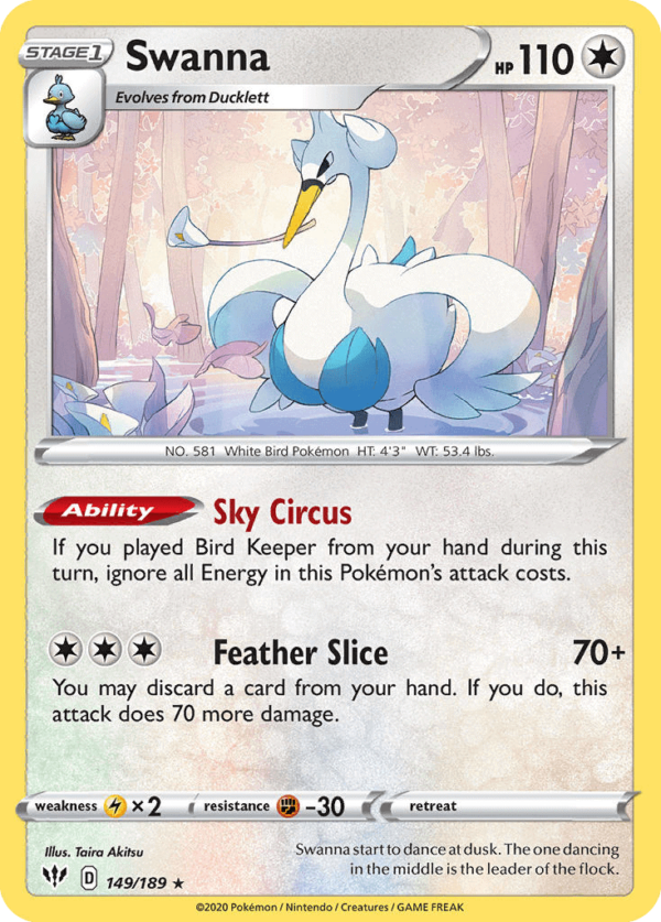 149/189 Swanna Rare Darkness Ablaze