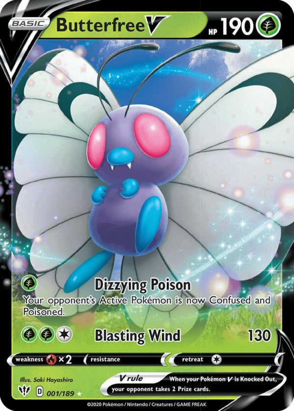 1/189 Butterfree V Rare Holo V Darkness Ablaze