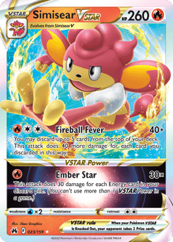 23/159 Simisear VSTAR Rare Holo VSTAR Crown Zenith