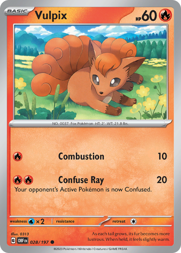 28/197 Vulpix Common Obsidian Flames