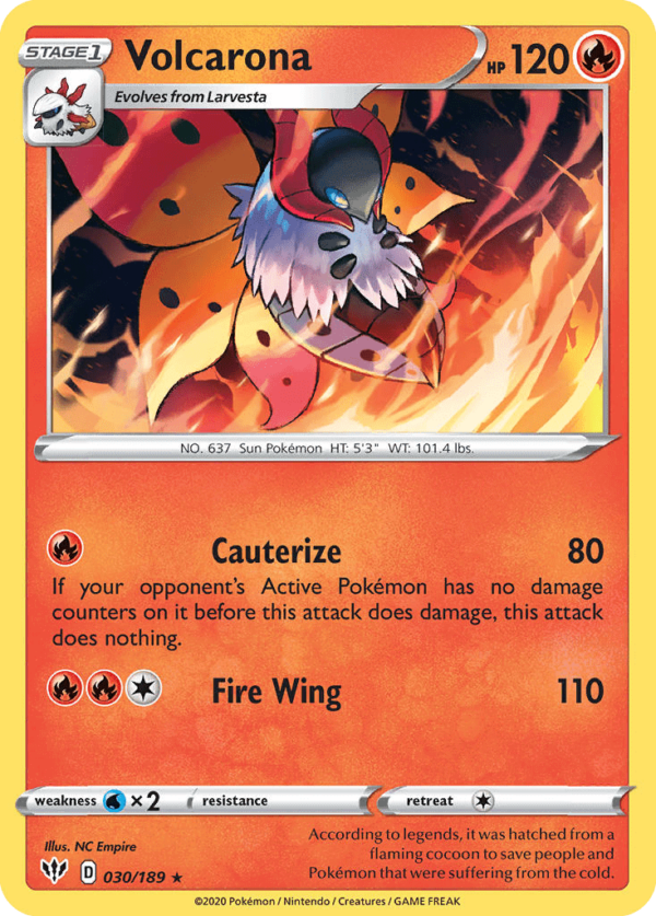 30/189 Volcarona Rare Darkness Ablaze