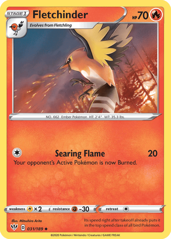 31/189 Fletchinder Uncommon Darkness Ablaze