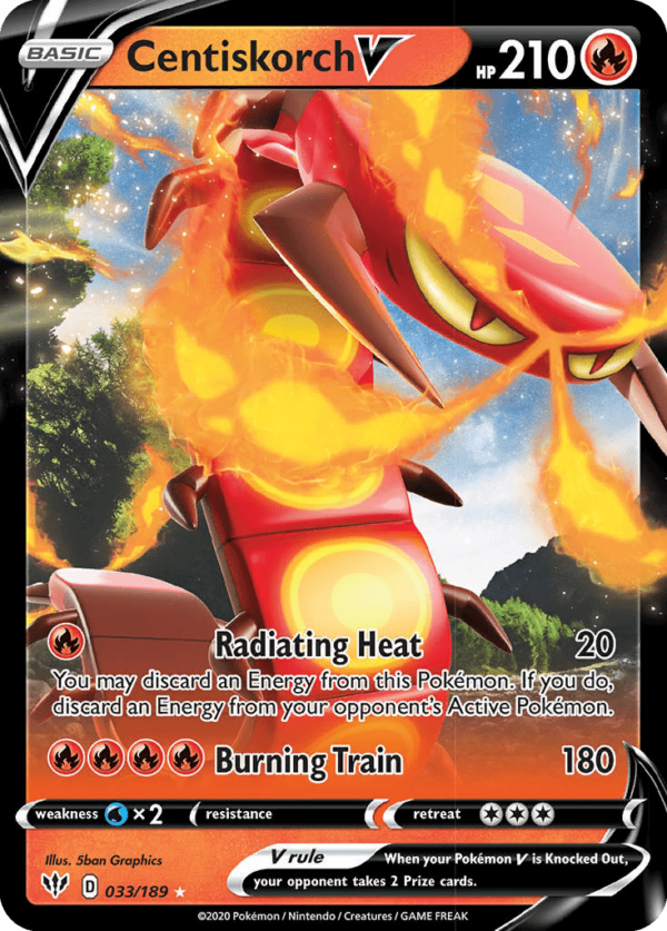 33/189 Centiskorch V Rare Holo V Darkness Ablaze