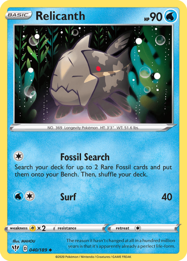 40/189 Relicanth Uncommon Darkness Ablaze