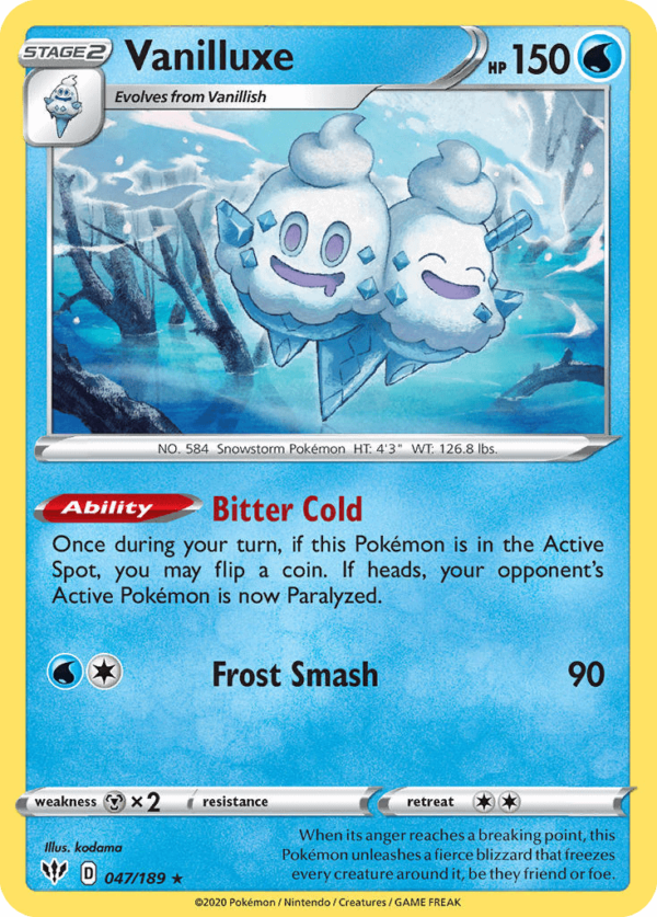 47/189 Vanilluxe Rare Darkness Ablaze