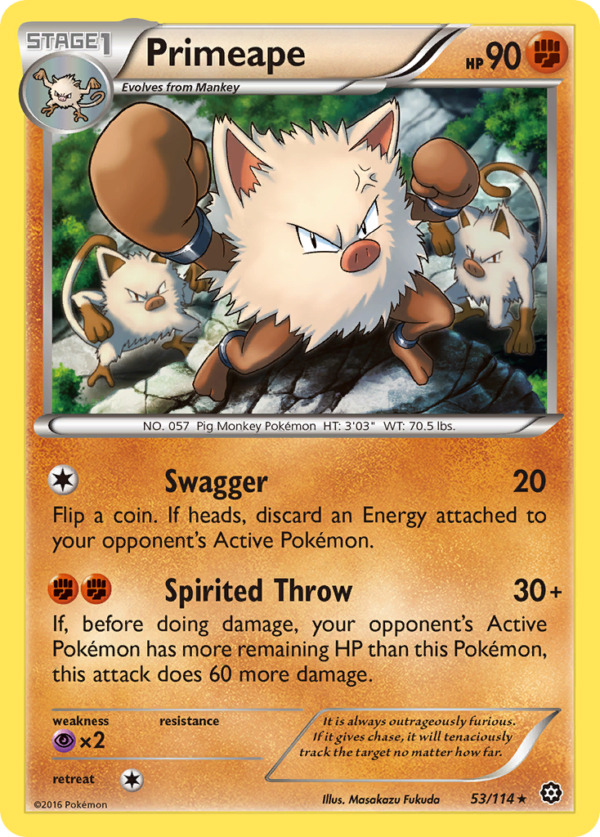 53/114 Primeape Rare Steam Siege