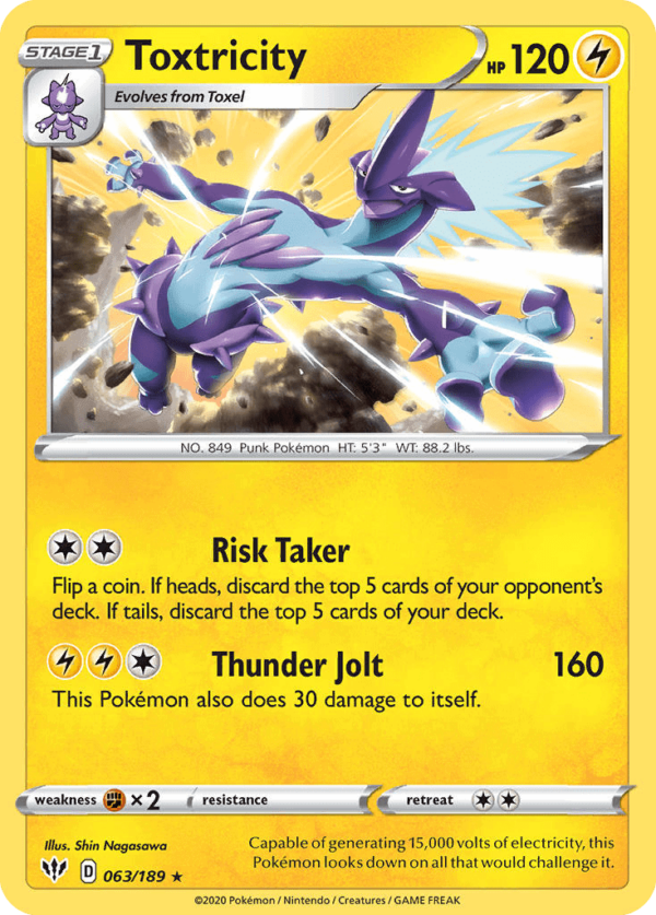 63/189 Toxtricity Rare Holo Darkness Ablaze