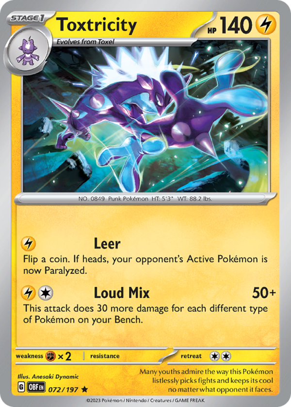 72/197 Toxtricity Rare Obsidian Flames