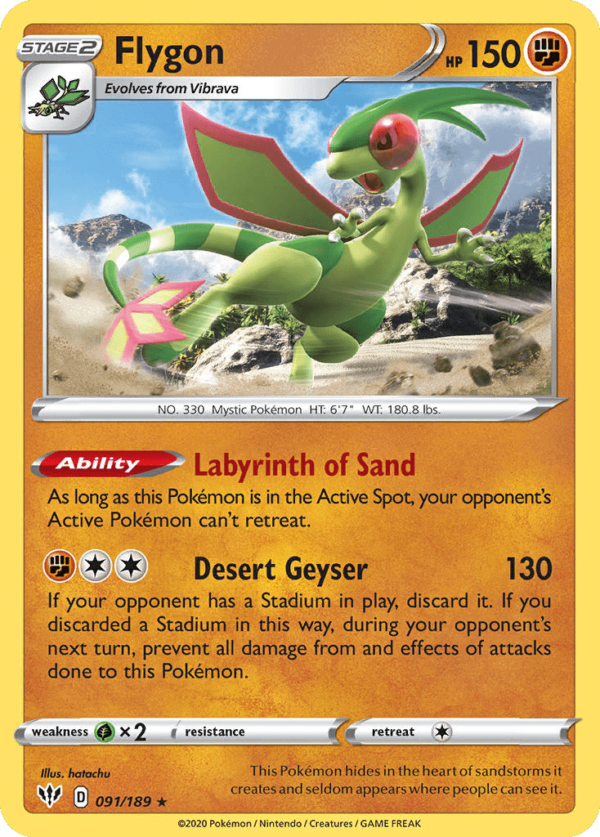 91/189 Flygon Rare Darkness Ablaze
