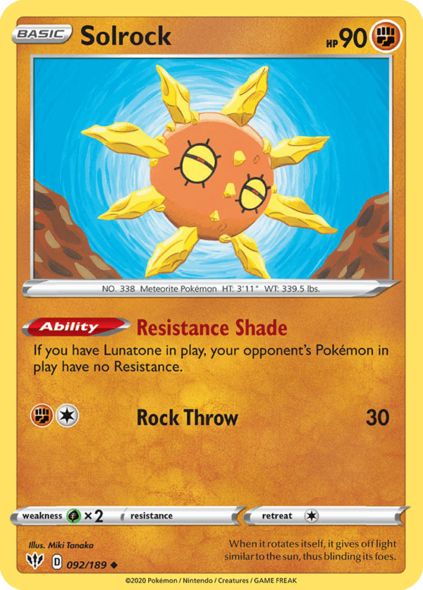 92/189 Solrock Uncommon Darkness Ablaze