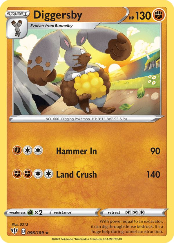 96/189 Diggersby Rare Darkness Ablaze