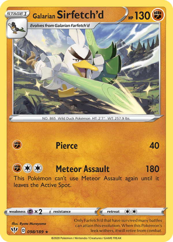 98/189 Galarian Sirfetch'd Rare Darkness Ablaze