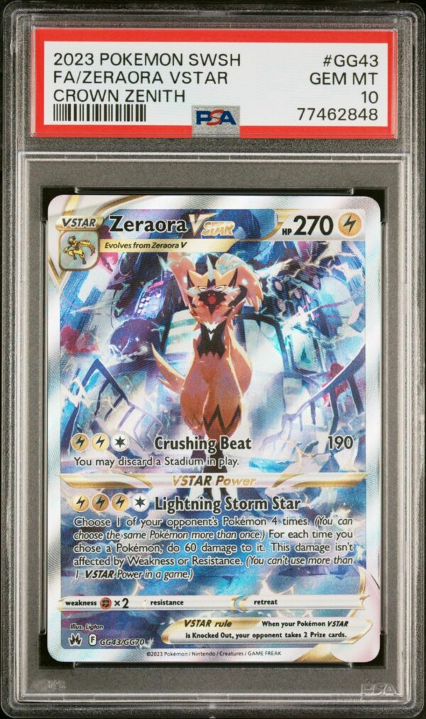 Sword And Shield Crown Zenith Gg43 Full Art/zeraora Vstar 2023 Pokemon PSA GEM MINT 10