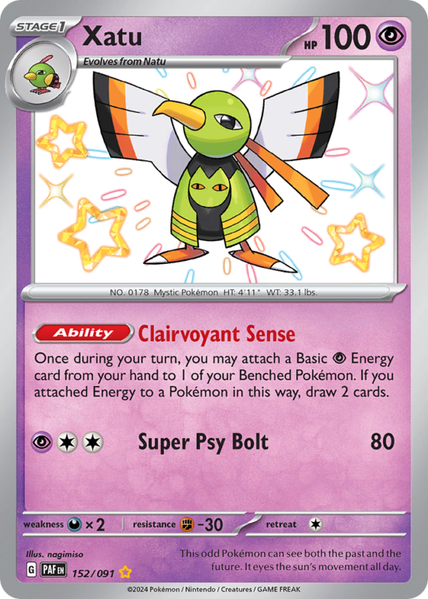 152/91 Xatu Shiny Rare Paldean Fates