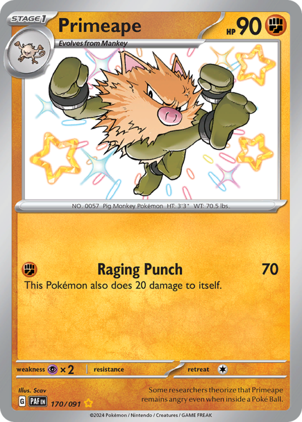 170/91 Primeape Shiny Rare Paldean Fates