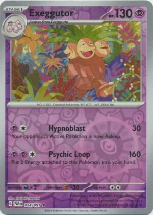 24/91 Exeggutor Rare Paldean Fates Reverse Holo