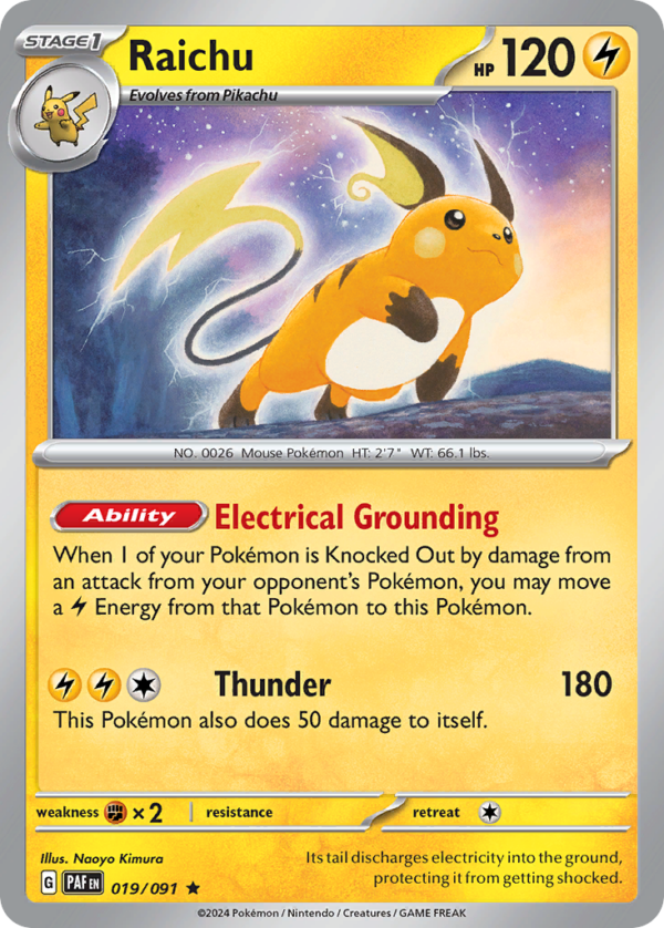 19/91 Raichu Rare Paldean Fates