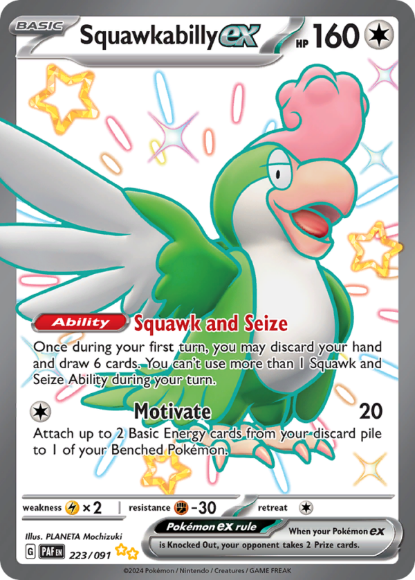 223/91 Squawkabilly ex Shiny Ultra Rare Paldean Fates