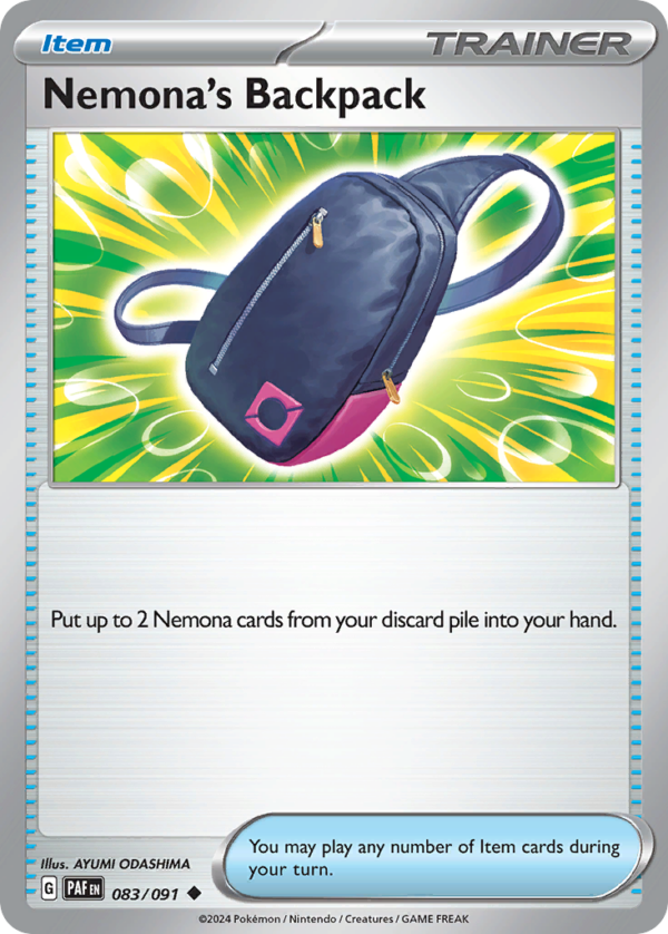 83/91 Nemona's Backpack Uncommon Paldean Fates