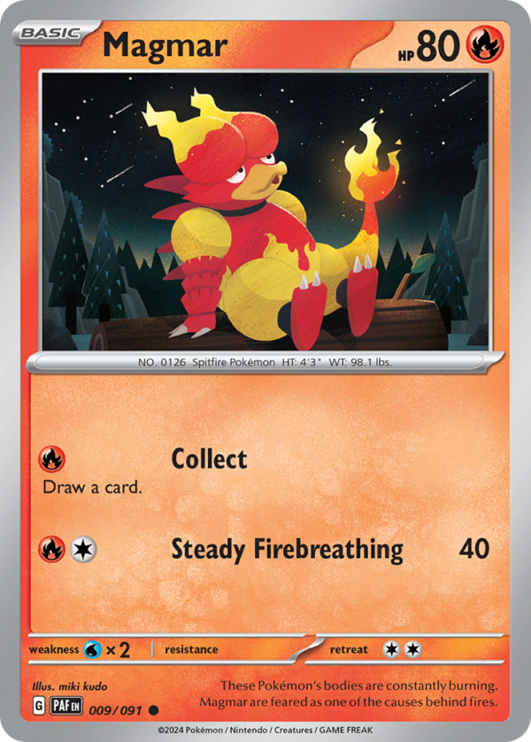 9/91 Magmar Common Paldean Fates