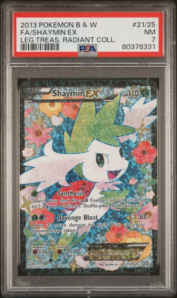 Black & White Legendary Treasures Radiant Collection 21/25 Full Art/shaymin Ex 2013 Pokemon Card PSA NEAR MINT 7