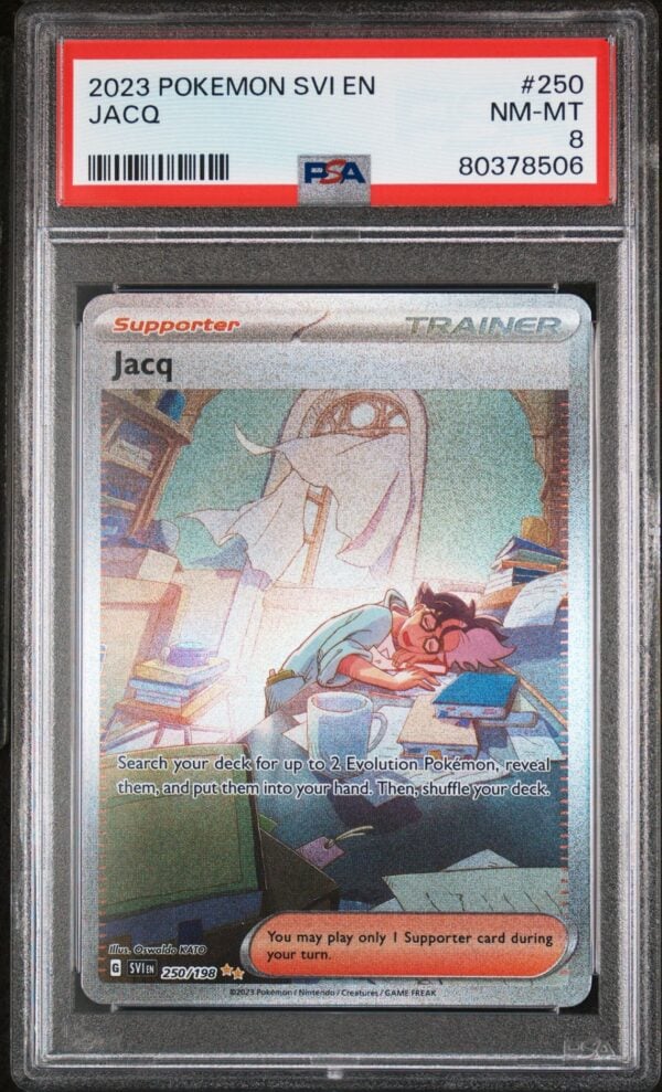 Svi En-scarlet & Violet 250 Jacq Special Illustration Rare 2023 Pokemon Card PSA NEAR MINT-MINT 8
