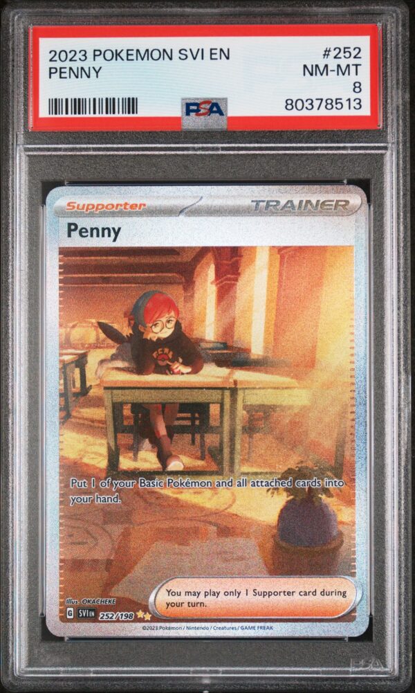 Svi En-scarlet & Violet 252 Penny Special Illustration Rare 2023 Pokemon Card PSA NEAR MINT-MINT 8