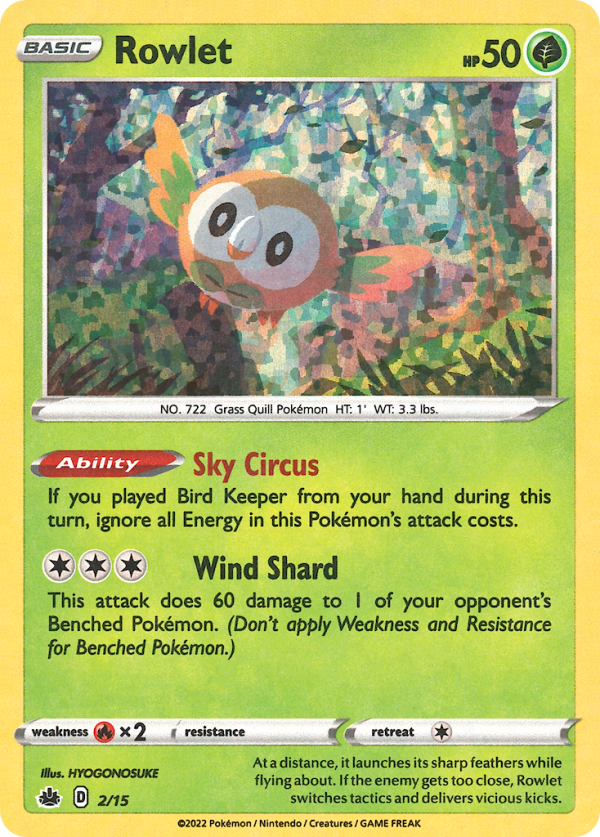 2/15 Rowlet Holo McDonald's Collection 2022
