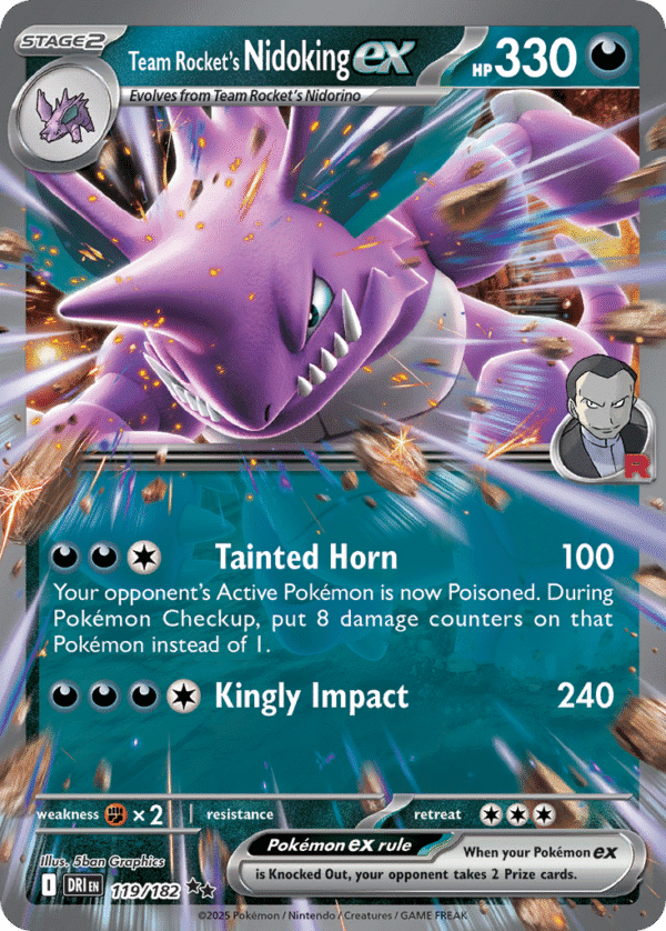 119/182 Team Rocket's Nidoking ex Double Rare Destined Rivals