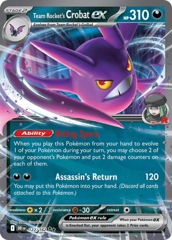 122/182 Team Rocket's Crobat ex Double Rare Destined Rivals