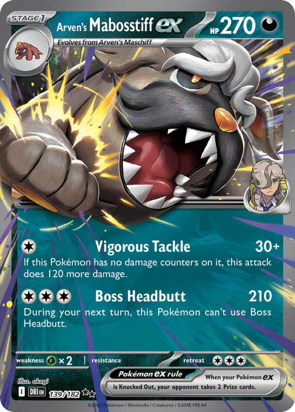139/182 Arven's Mabosstiff ex Double Rare Destined Rivals