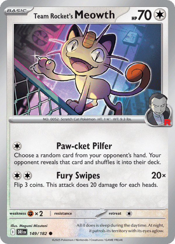 149/182 Team Rocket's Meowth Common Destined Rivals