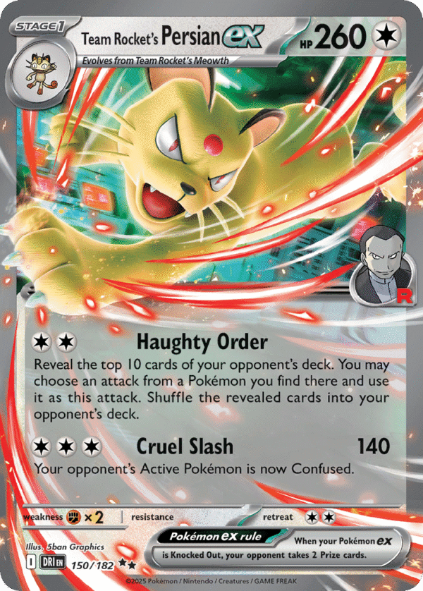 150/182 Team Rocket's Persian ex Double Rare Destined Rivals