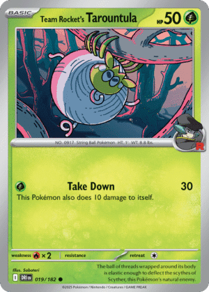 19/182 Team Rocket's Tarountula Common Destined Rivals