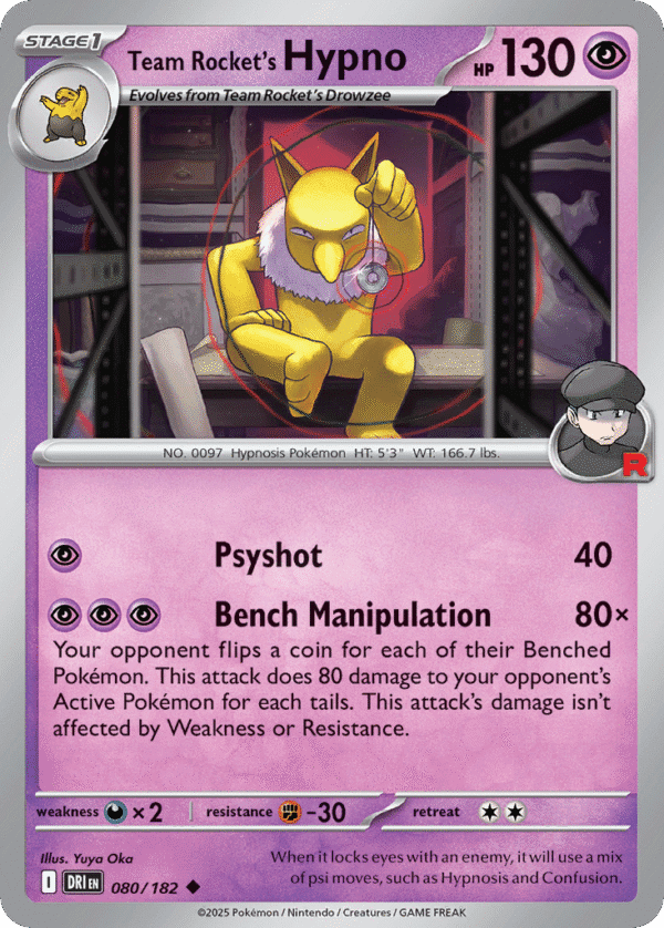 80/182 Team Rocket's Hypno Uncommon Destined Rivals