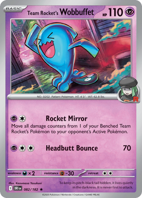 82/182 Team Rocket's Wobbuffet Rare Destined Rivals