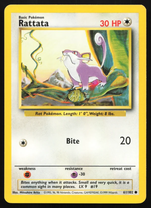 61 Rattata Common Base Set Near Mint