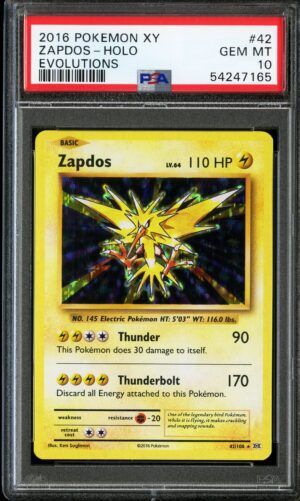 Zapdos - Holo Evolutions #42 GEM MT 10 2016 Pokemon Xy PSA