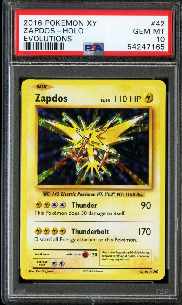 Zapdos - Holo Evolutions #42 GEM MT 10 2016 Pokemon Xy PSA