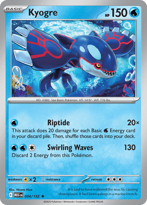34/132 Kyogre Rare Mega Evolution